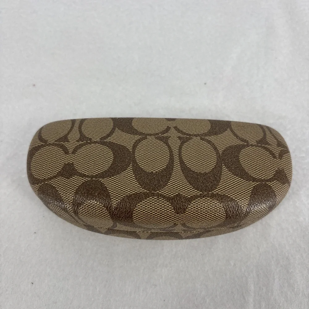 COACH Signature Monogram Brown Hard Clamshell Sunglasses Eye Glass Case